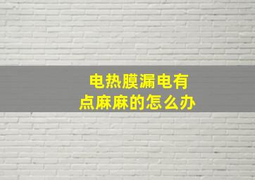 电热膜漏电有点麻麻的怎么办