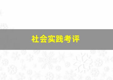 社会实践考评