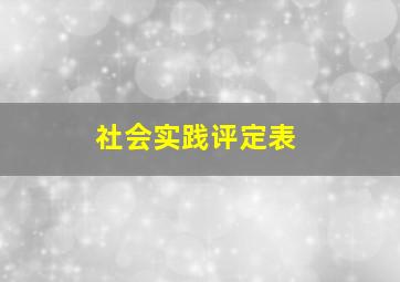 社会实践评定表