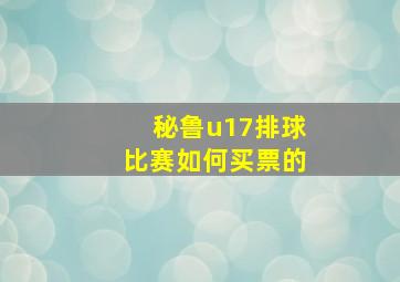 秘鲁u17排球比赛如何买票的