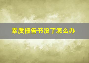 素质报告书没了怎么办