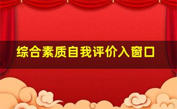 综合素质自我评价入窗口