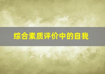 综合素质评价中的自我