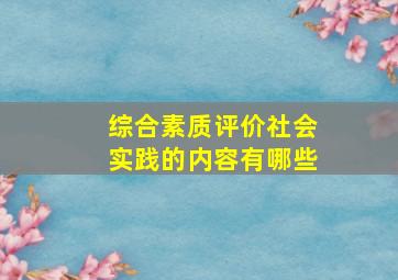 综合素质评价社会实践的内容有哪些