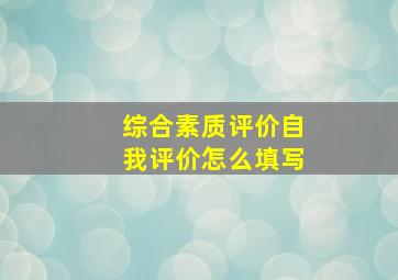 综合素质评价自我评价怎么填写