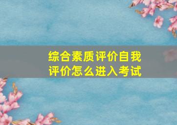 综合素质评价自我评价怎么进入考试