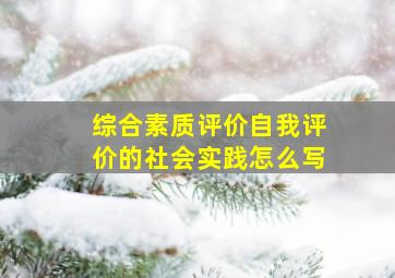 综合素质评价自我评价的社会实践怎么写