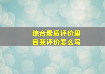 综合素质评价里自我评价怎么写