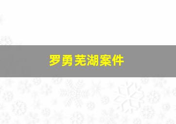 罗勇芜湖案件