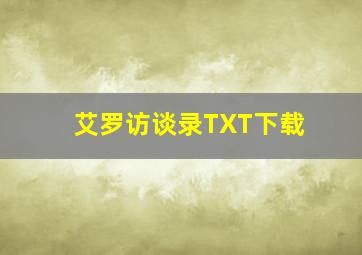 艾罗访谈录TXT下载