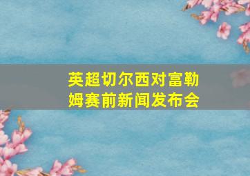 英超切尔西对富勒姆赛前新闻发布会