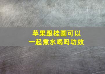 苹果跟桂圆可以一起煮水喝吗功效