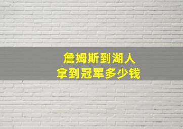 詹姆斯到湖人拿到冠军多少钱