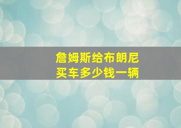 詹姆斯给布朗尼买车多少钱一辆