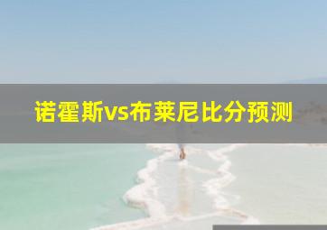 诺霍斯vs布莱尼比分预测