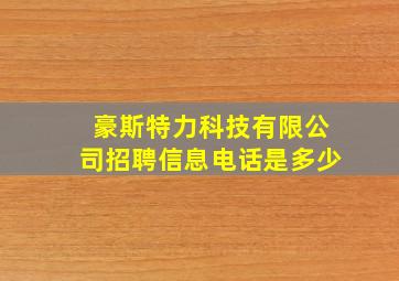 豪斯特力科技有限公司招聘信息电话是多少