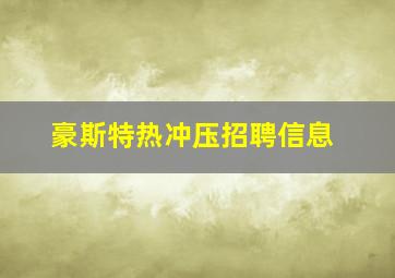 豪斯特热冲压招聘信息