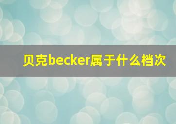 贝克becker属于什么档次