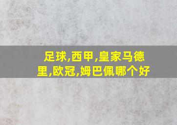 足球,西甲,皇家马德里,欧冠,姆巴佩哪个好