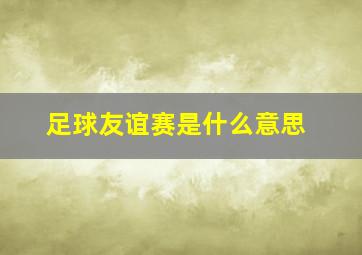 足球友谊赛是什么意思