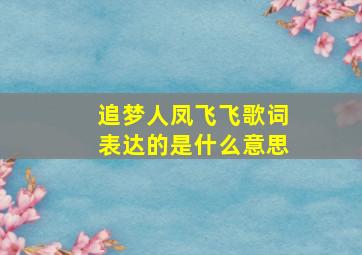 追梦人凤飞飞歌词表达的是什么意思