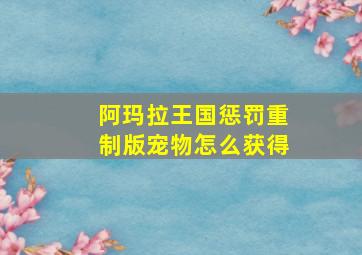 阿玛拉王国惩罚重制版宠物怎么获得