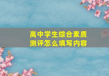 高中学生综合素质测评怎么填写内容