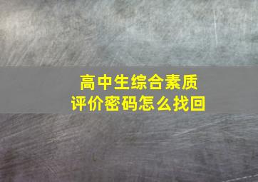 高中生综合素质评价密码怎么找回