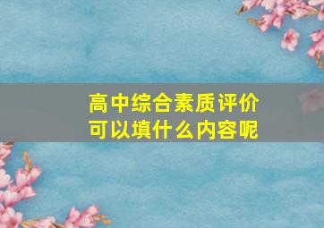 高中综合素质评价可以填什么内容呢