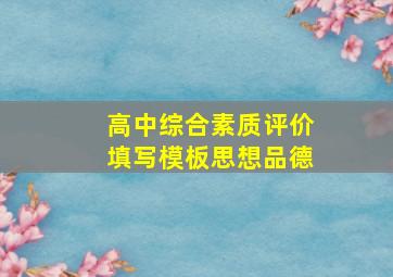 高中综合素质评价填写模板思想品德