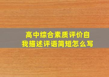 高中综合素质评价自我描述评语简短怎么写