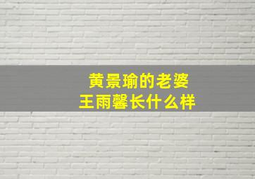 黄景瑜的老婆王雨馨长什么样